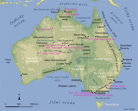 Mapa národných parkov Austrálie
