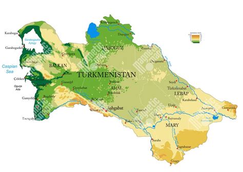 Mapa Turkménska a oblasti Ahalteke